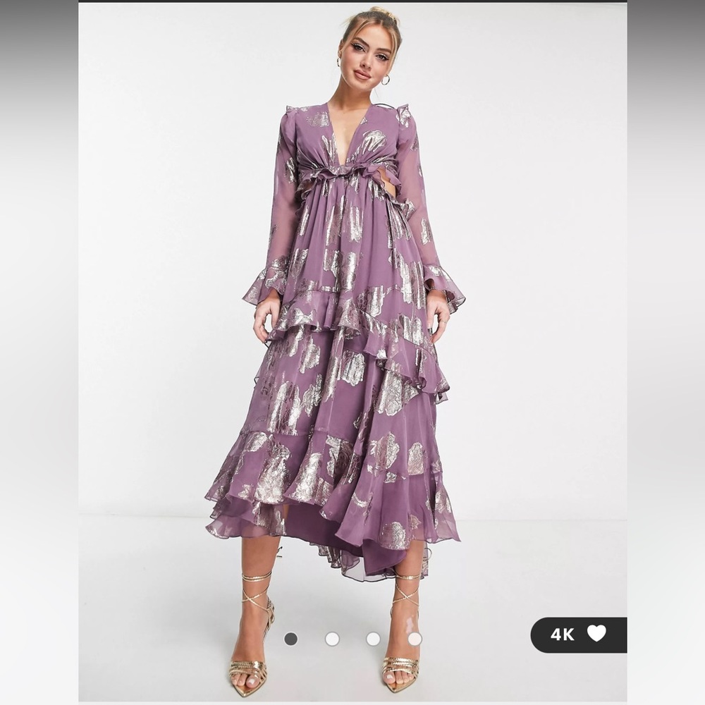Ruffle floral midi dress